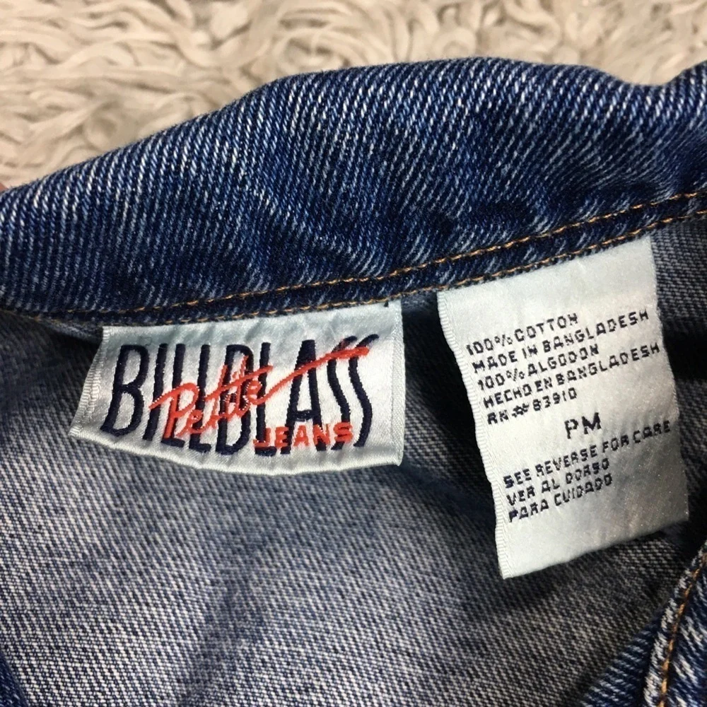 Vintage 90s Bill Blass Denim Trucker Jacket 100% Cotton Americana Blue Jean Coat - Picture 3 of 8